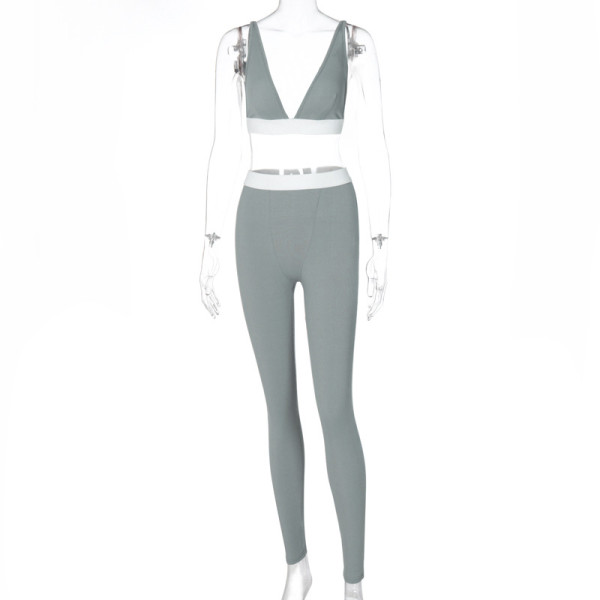 Two-piece sexy V-neck sports yoga suit S062420