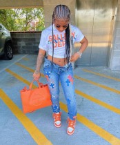Fashion casual letter printed T-shirt street trend short sleeved Fashion casual letter printed T-shirt street trend short sleeved