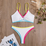 Hollow out colored edge split style swimsuit bikini