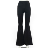 Casual Solid Color High Waist Slim Fit Flare Pants