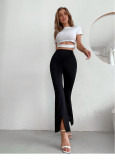 Women's flared pants, high waisted, slimming, split open casual pants, wide leg pants, women's summer pants