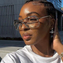 Frameless one-piece sunglasses Metal fashion personality sunglasses Outdoor sunglasses