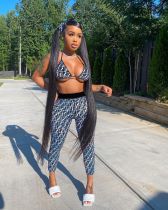 Women's swimwear pants two-piece set pattern offset printed top tight pants