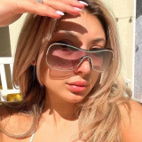 Frameless one-piece sunglasses Metal fashion personality sunglasses Outdoor sunglasses
