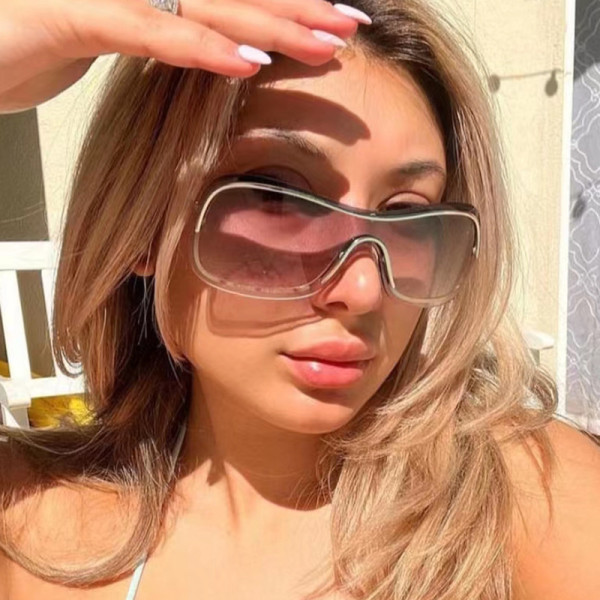 Frameless one-piece sunglasses Metal fashion personality sunglasses Outdoor sunglasses