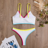 Hollow out colored edge split style swimsuit bikini