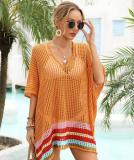Loose fitting beach jacket with hollowed out oversized bikini top