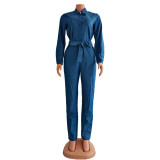 Women's denim work suit jumpsuit