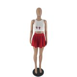 Women's printed pleated dress two-piece printed dress set
