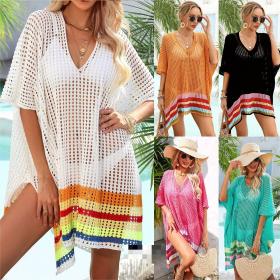 Loose fitting beach jacket with hollowed out oversized bikini top