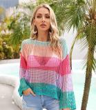 Hollow out hoodie holiday knit long sleeved sun protection shirt rainbow shirt