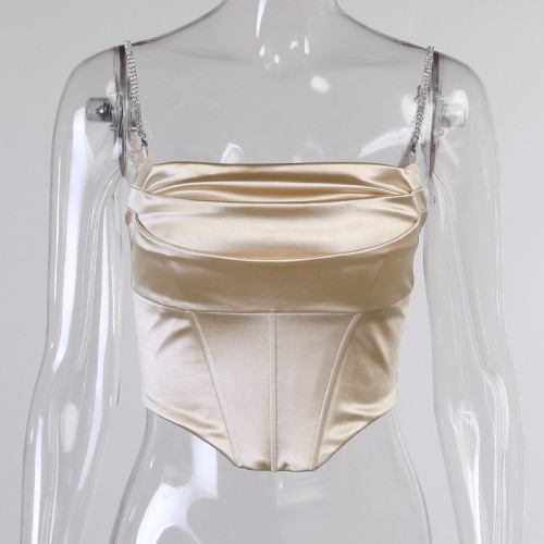 Drill Chain Stacking Hanging Strap Sexy Slim Fit Style Hanging Strap Tank Top