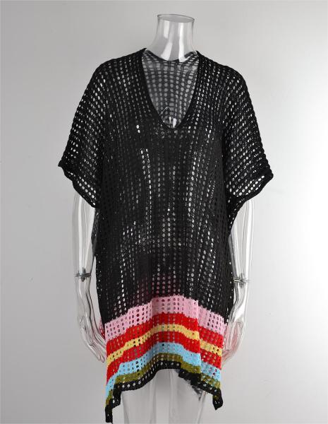 Loose fitting beach jacket with hollowed out oversized bikini top