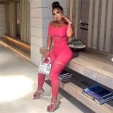 Sexy Mesh Perspective Hollow Solid High Waist Tight Casual jumpsuit