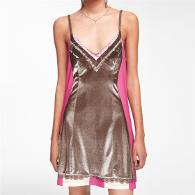 Sexy suspender printed high waisted slim fitting short dress