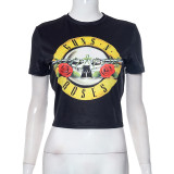 Fashion Street Print Short Sleeve Short T-shirt Top