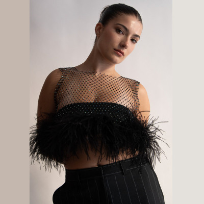 Mesh Mao Mao sparkling spice vest Joker top
