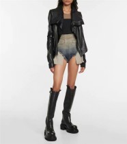 Fishbone High Waist Gradient Feet Edge Design Pocket Leakage Personalized Denim Shorts Fishbone High Waist Gradient Feet Edge Design Pocket Leakage Personalized Denim Shorts