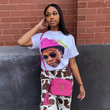 Basic round neck portrait printing short sleeve T-shirt hip-hop loose Joker casual shirt