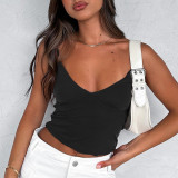 Sexy basic mesh sling short vest casual Joker hemmed top