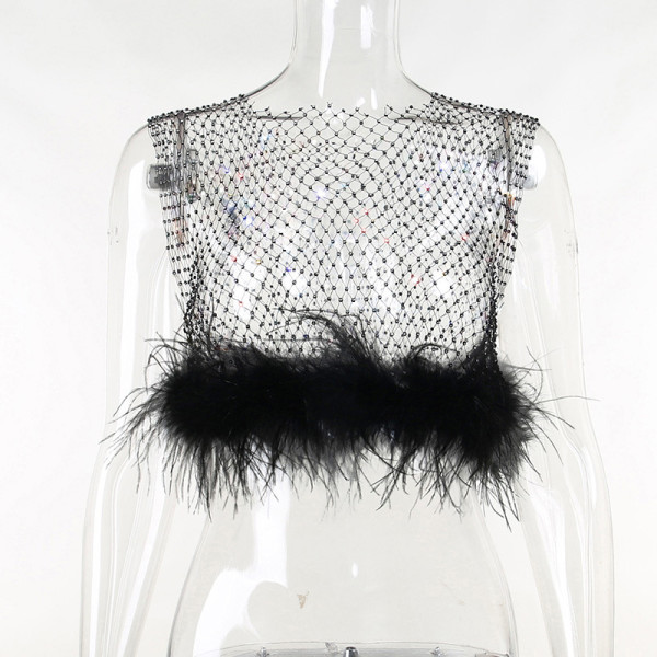 Mesh Mao Mao sparkling spice vest Joker top