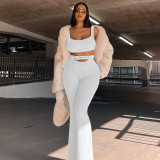 Solid Sleeveless Tank Top Flare Pants Two Piece Fashion Set
