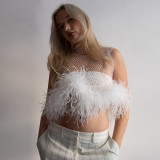 Mesh Mao Mao sparkling spice vest Joker top