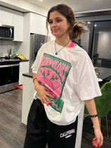 Round neck loose fitting slim short sleeved T-shirt