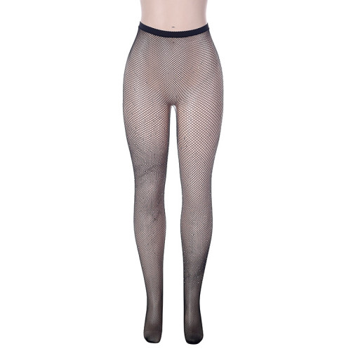 Sexy perspective mesh hole flash drilling pantyhose casual pants