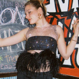 Mesh Mao Mao sparkling spice vest Joker top