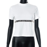 Round neck short sleeve patchwork short spicy girl versatile T-shirt