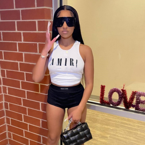Fashion Casual Letter Printing Sleeveless Pit Slim Fit Tank Top