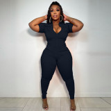 Sexy zippered 3D pocket jumpsuit