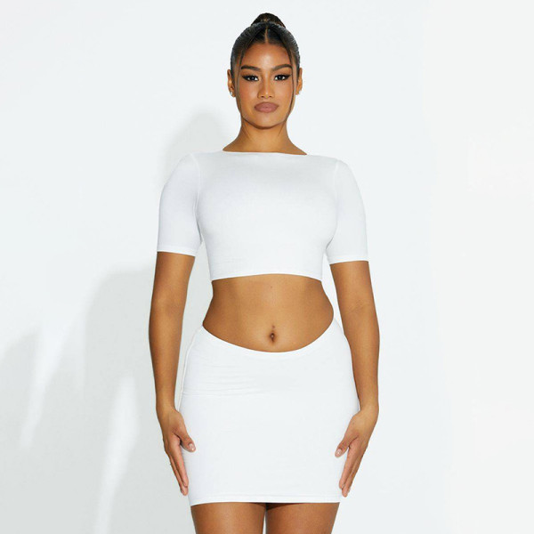 Clean color sleeveless short tank top short half skirt casual set