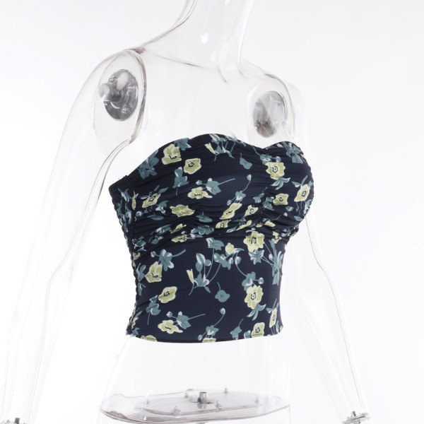 Bra short exposed navel floral spicy girl top summer casual vacation versatile fashion vest