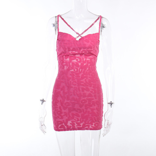 Hanging strap pocket collar letter printed buttocks short skirt casual dress