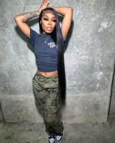 Trendy casual short sleeved T-shirt with letter printed round neck top T-shirt Trendy casual short sleeved T-shirt with letter printed round neck top T-shirt