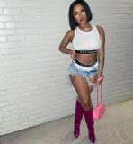 Casual Letter Ribbon Tank Top Short Set Two Piece Set
