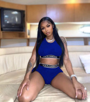 Casual Letter Ribbon Tank Top Short Set Two Piece Set Casual Letter Ribbon Tank Top Short Set Two Piece Set