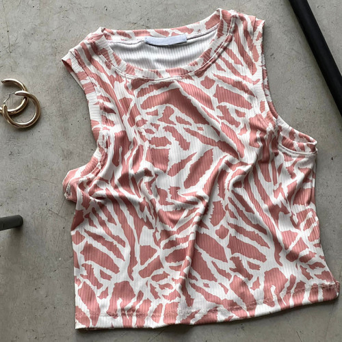 Sweet Printed Tank Top High Waist Wide Leg Pants Fashion Casual Set