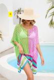 Women's patchwork hollowed out beach skirt loose oversized bikini top