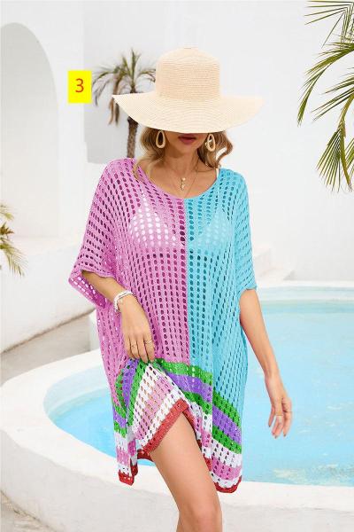 Women's patchwork hollowed out beach skirt loose oversized bikini top