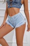 Casual denim high waisted cake denim shorts for women