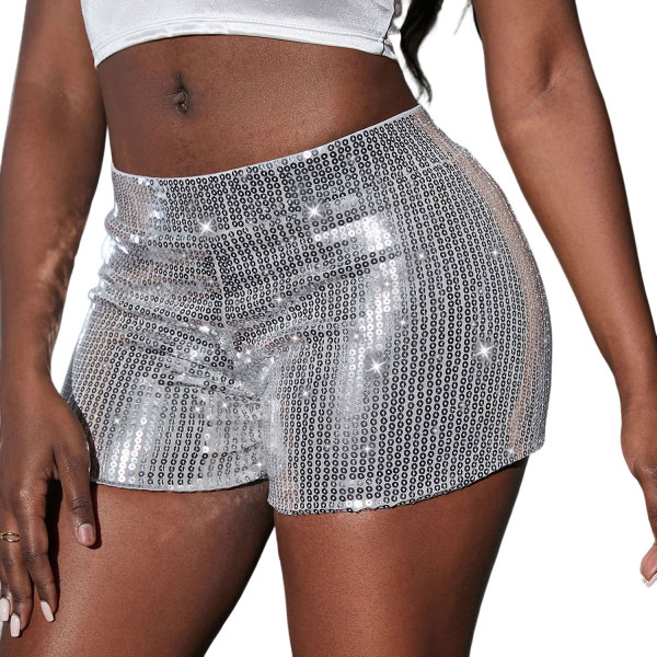High waisted casual shorts, hot pants, high elasticity sequin beaded shorts
