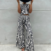 Sweet Printed Tank Top High Waist Wide Leg Pants Fashion Casual Set Sweet Printed Tank Top High Waist Wide Leg Pants Fashion Casual Set