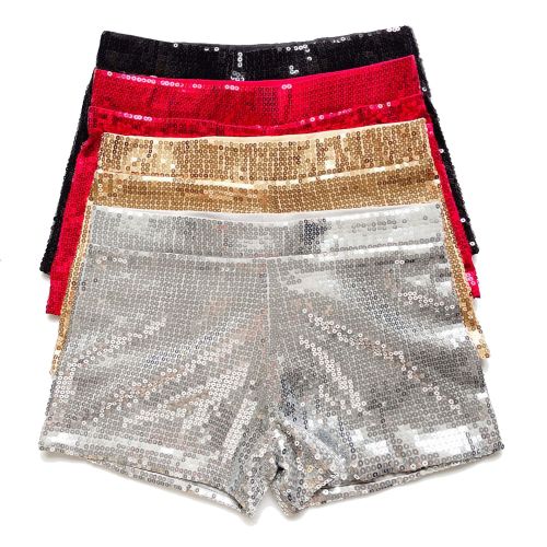 High waisted casual shorts, hot pants, high elasticity sequin beaded shorts
