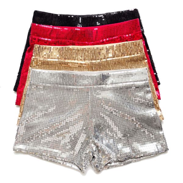 High waisted casual shorts, hot pants, high elasticity sequin beaded shorts