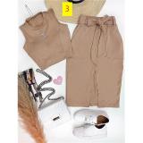 Solid Short Sleeveless Tank Top High Waist Wrap Hip Half Dress Two Piece Set