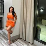 Sexy Wrapped Chest Perspective Irregular Skirt Two Piece Set