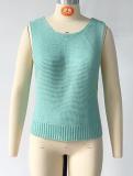 Women's fashion versatile solid color suspender knit button vest